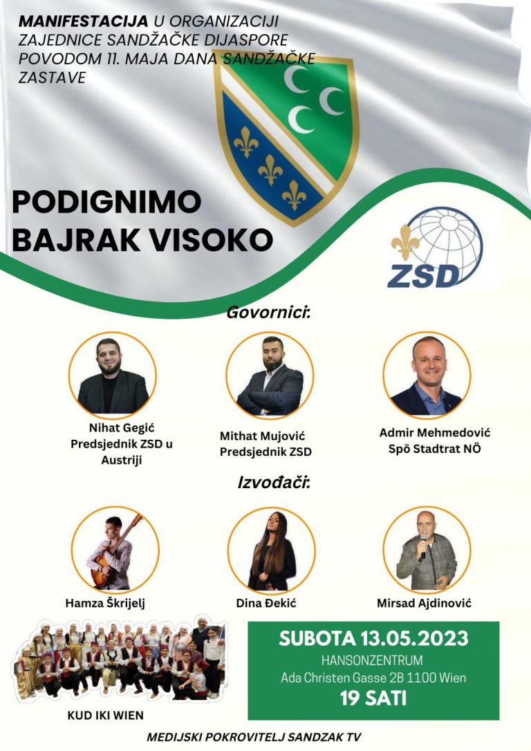 ZSD manifestacijom u Beču obilježava Dan sandžačke zastave